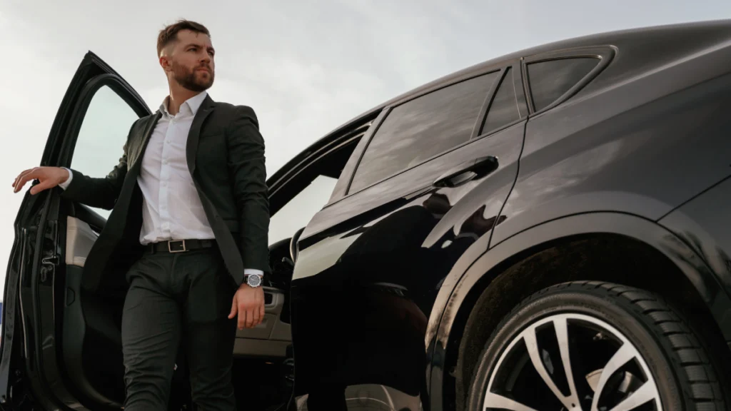 Shuttle driving through mountain road from Denver to Leadville