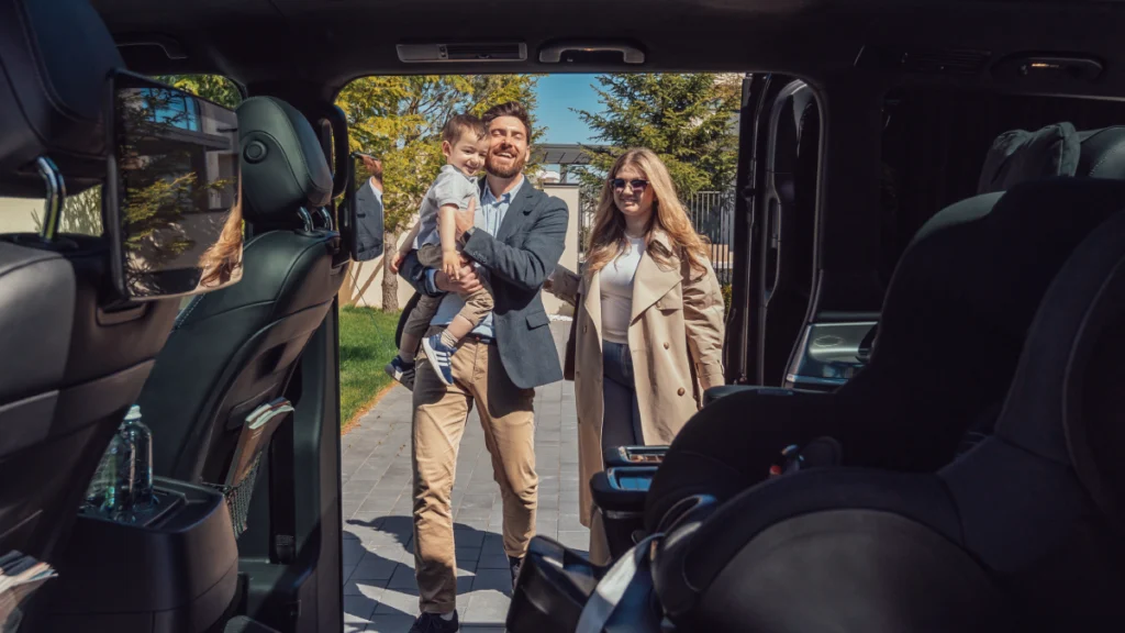 Luxury SUV driving through Colorado mountains near Vail