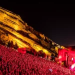 Black stretch limo parked at Red Rocks Amphitheater