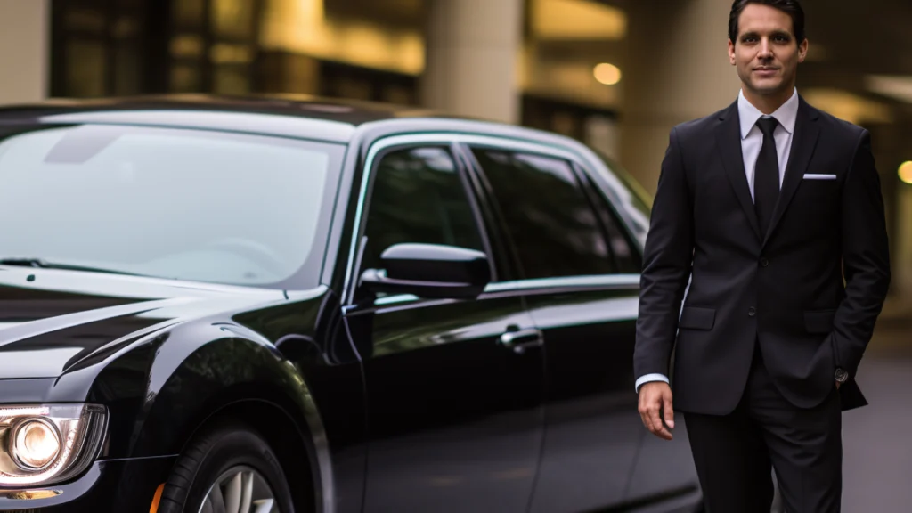 Black SUV car driving from Denver to Aspen through the mountains